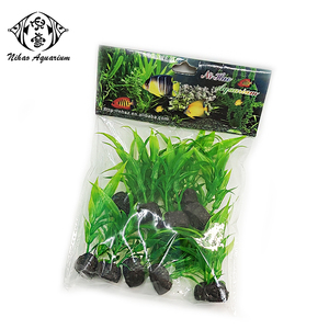 10 pièces/paquet Petites plantes vertes artificielles, faux arbre, herbe de simulation pour aquarium de bureau, aquarium de poissons - Product Image 2