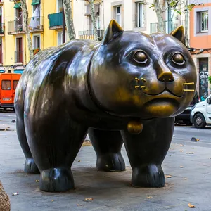 Célèbre Sculpture de chat en Bronze, artisanat en métal