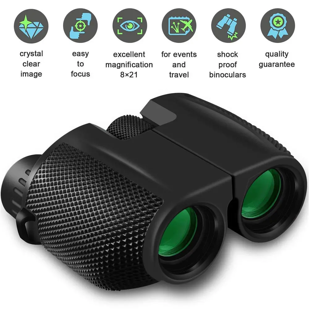 High Powered 10x25 Binoculars, Compact Folding Binoculars,Weak Light Clear Bird Watching, Lightweight Waterproof Kids Telescopes