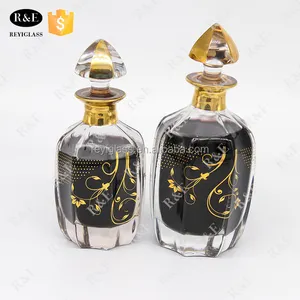 Árabe attar 150ml e 250ml frasco de vidro com decalque do ouro e pintura à mão