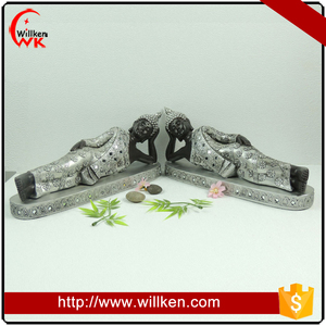 Plata pintura decoración del <span class=keywords><strong>hogar</strong></span> resina estatuas de buda acostado - Product Image 1