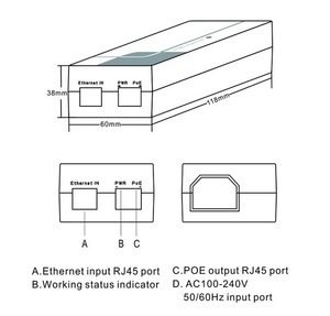 Kép 2 Cảng Power Over Ethernet Gigabit <span class=keywords><strong>PoE</strong></span> <span class=keywords><strong>Injector</strong></span> 52V - Product Image 4