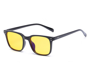 Carré objectif clair et jaune lentille deux options mince en métal anti-rayonnement anti rayonnement lunettes lunettes - Product Image 2