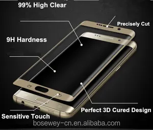 2017 hot sale mobile phone accessories 3D full cover tempered glass for samsung galaxy s7 s6 s7 edge screen protector