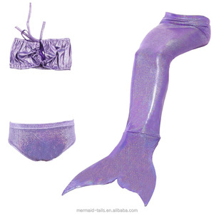 Costume da Bagno Sportivo a Coda di Sirena per Bambine 6-12 Anni, Set Bikini Stampato Anti-UV ad Asciugatura Rapida - Product Image 5