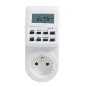 Temporizador programable Digital con pantalla LCD de 1,5 pulgadas, interruptor de temporizador de cocina, enchufe FR