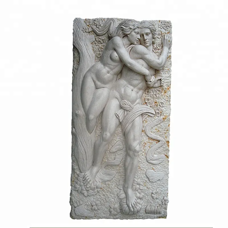 Sculpté à la main en pierre naturelle marbre amoureux mur sculpture en relief à vendre