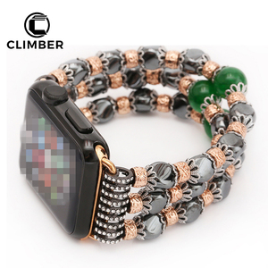 Estiramiento elástico reemplazo pulsera para iwatch reloj, natural piedra Ágata pulsera para <span class=keywords><strong>Apple</strong></span> Watch correas mujeres - Product Image 1