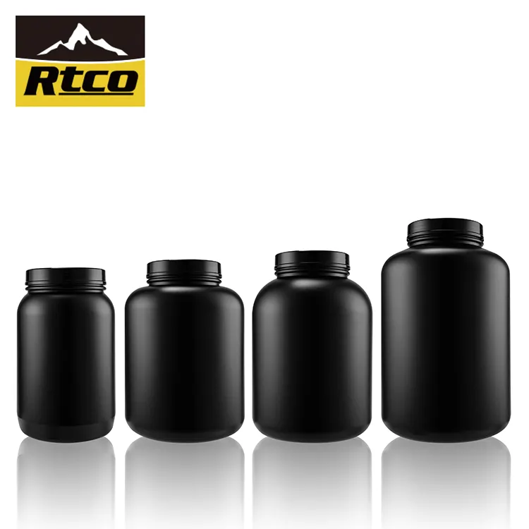 Sıcak RTCO toptan siyah 1Gal 4.8 Litre HDPE plastik Pet şişe spor beslenme depolama gıda