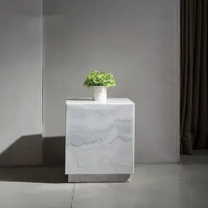 Nordic White modern Minimalist stone top console table sofa table Small luxury Square Marble Coffee Table