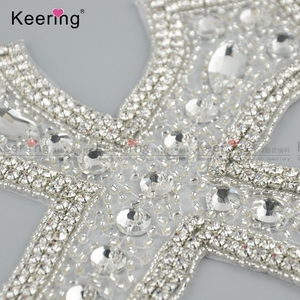 <strong>Cross</strong> Glass Beaded Keering Rhinestone Appliques Crystal <strong>Patch</strong> WRA-844 - Product Image 2