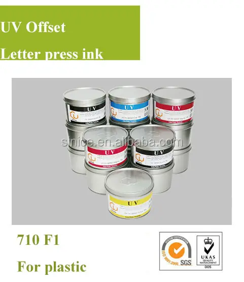 Tinta de impresión offset de 4 colores, curado UV sin olor, en plástico, 710 F1