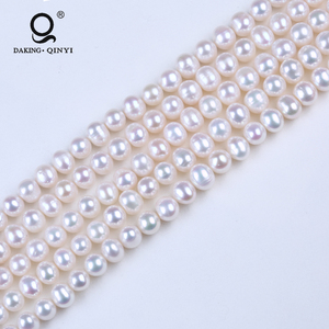 All'ingrosso patata bianca 7-8mm perle d'acqua dolce perline filo prezzo di AA vera perla - Product Image 2