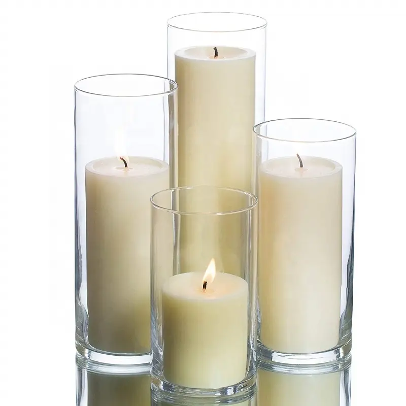 Linlang Wholesale Tall Clear Glass Candle Holders Glass Cylinder Candle Holders For Weddings