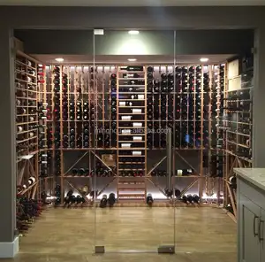 Tùy Chỉnh Thương Mại Hiển Thị Wine Cellar Rack Pine Nội Thất Cổ Điển Rắn Gỗ Lưu Trữ Rượu Vang Trang Chủ Luxury Ex-Work