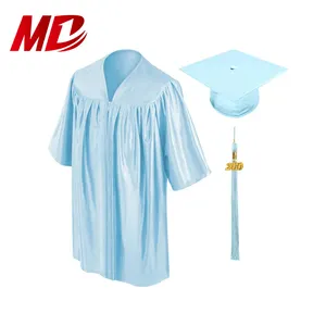 Children Graduation Gown Pattern Mondon Royal Blue Shiny Kids Uniform Children Graduation Caps And Gowns