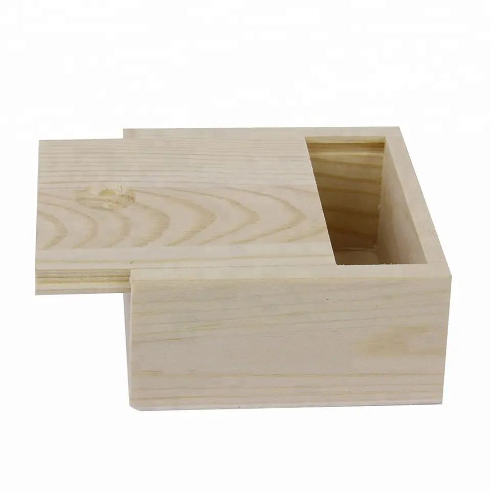 Best sales customized unfinished small plain wooden box with slid lid