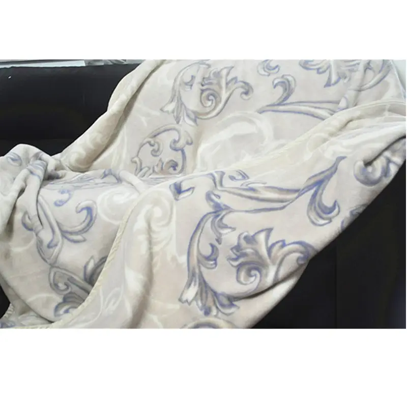 Wool Raschel Winter Warm Blanket Print 100% Australia BLUE Airplane Travel Portable Woven Hospital Adults Wearable Hotel