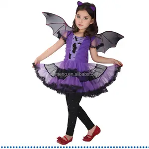 Großhandel Halloween cosplay kostüm lila farbe bat cosplay anzug für kleine mädchen