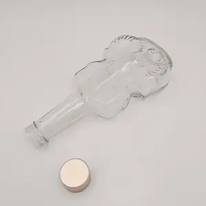 250 ml groothandel liquor clear glas verpakking flessen met aluin caps voor koop gitaar vorm verpakking flessen