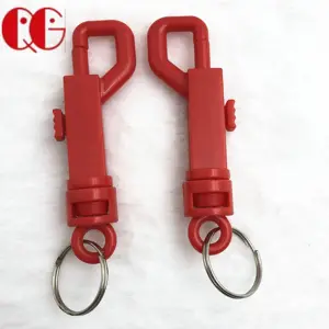 High quality P shape Plastic hooks for protection Retractable Spring Coil Spiral Stretch Chain Keychain Key Ring