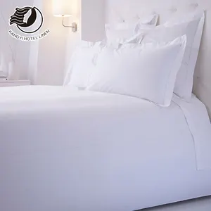 Couette en satin blanc uni pour hôtel, ensemble de literie 100% coton, taille personnalisée, pour lit King Size
