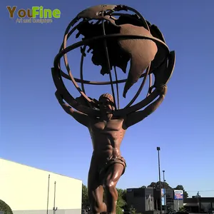 Statue Atop Atlas, Globe en Bronze géant