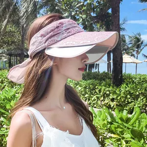 Topi Pelindung Matahari Uv Wanita Plastik Sisipan Tepi Topi Topless Pantai Musim Panas
