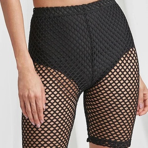 KY Double Line Mesh <strong>Shorts</strong> Ladies <strong>Stretchy</strong> Sexy Club High Rise Black Fishnet <strong>Shorts</strong> and Middle Length Leggings <strong>Short</strong> for Women - Product Image 5