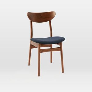Chaise de salle à manger avec pieds coniques ovales, siège blanc classique, confortable, rembourré, ovale - Product Image 4