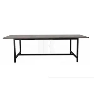 8 FT in legno massello con nero base in metallo rettangolo tavolo da pranzo