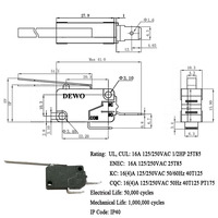 Micro-interrupteur DEWO DV16 16(4) a micro-interrupteur 250v t105 pour machine à souder