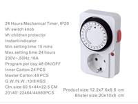 Temporizador programable de 24 horas, interruptor Universal 220V 16A, enchufe europeo, enchufe de la UE, temporizador mecánico de estilo moderno