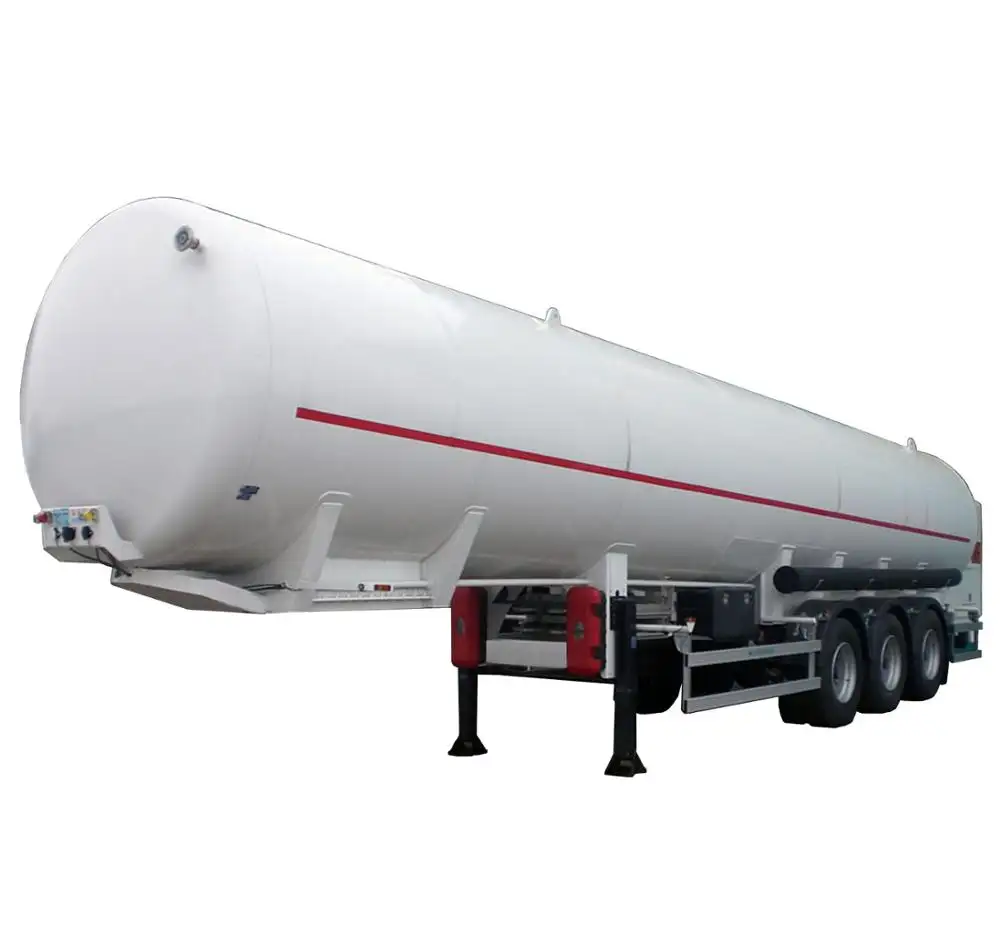 ที่สามารถเคลื่อนย้าย58cbm 40T LNG ถังเก็บ + มือถือ Tri-เพลาโครงกระดูก Cryogenic LPG กึ่งรถพ่วง