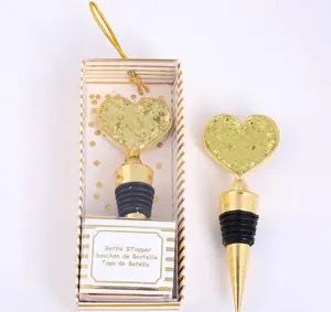 Cadeaux de Porte de mariage Or Paillettes Coeur Conception Bouchon de Bouteille