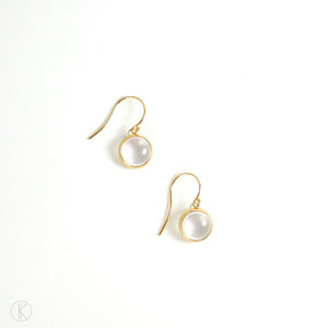 925 <b>sterling</b> <b>silver</b> crystal quartz gemstone Gold Plated Bezel <b>Earrings</b> - Product Image 1