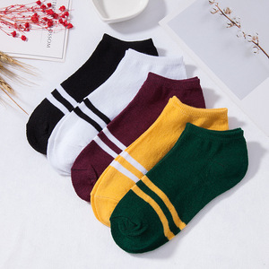 Vente en gros Respirant Femmes Dames <span class=keywords><strong>Pas</strong></span> <span class=keywords><strong>Cher</strong></span> En Gros Coloré D'été De <span class=keywords><strong>Haute</strong></span> Qualité À Rayures Personnalisées En Coton Chaussettes Courtes À La Cheville - Product Image 1