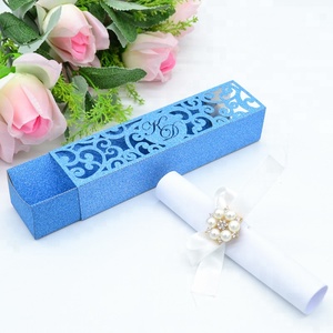 Scatola di inviti a <span class=keywords><strong>nozze</strong></span> con taglio Laser con <span class=keywords><strong>invito</strong></span> Glitter personalizzato per inviti a scorrimento - Product Image 3