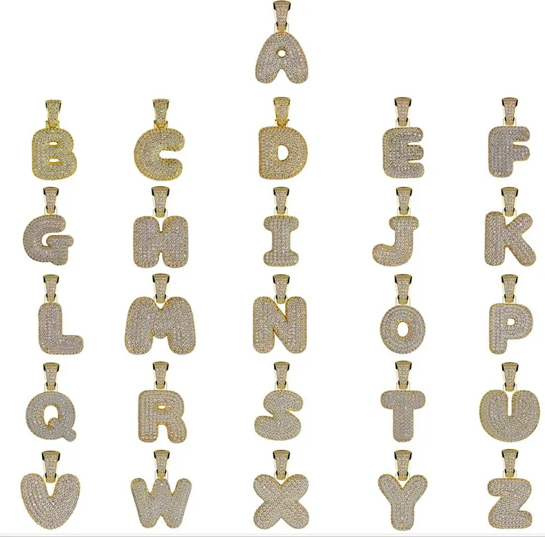 26 İngilizce takı altın kaplama zirkon hip hop özel çift metal büyük harf alfabe elmas kolye