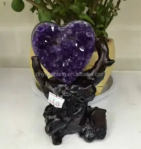 Large size natural amethyst/citrine quartz crystal geode heart-shape,crystal geode hearts slice for gift or decoration