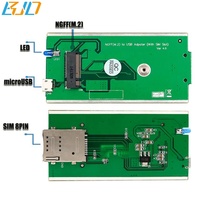 Adaptateur sans fil USB 2.0 Type-A vers NGFF M.2 B-Key avec support pour 1 carte SIM, 2 antennes et étui de protection pour module modem 4G 3G LTE GSM
