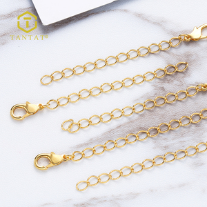 Gota de lágrima extensor de cadena con broche de langosta chapados en oro - Product Image 1