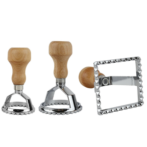 Jeu de tampons ronds et carrés <span class=keywords><strong>pour</strong></span> coupe-<span class=keywords><strong>ravioli</strong></span> <span class=keywords><strong>emporte</strong></span>-pièces en métal avec manche en bois - Product Image 2