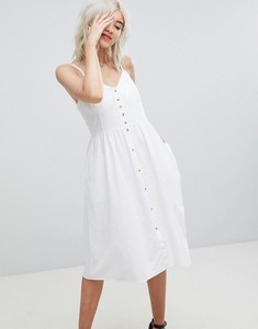 Placchetta con bottone a collo a V a girocollo a vita con spalline regolabili con spalline in <span class=keywords><strong>lino</strong></span> <span class=keywords><strong>bianco</strong></span> abito Casual abiti Casual Sexy - Product Image 4