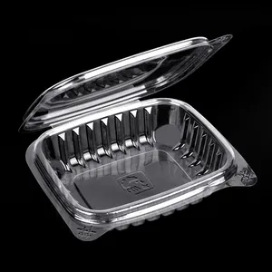 Factory Supply Disposable Plastic Food Container 32 Oz Clear Hinged Deli Container Custom PET Plastic Food Container