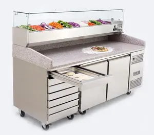 Stainless Steel Table Top Salad Counter Display Chiller/Pizza Pre Table Refrigerator