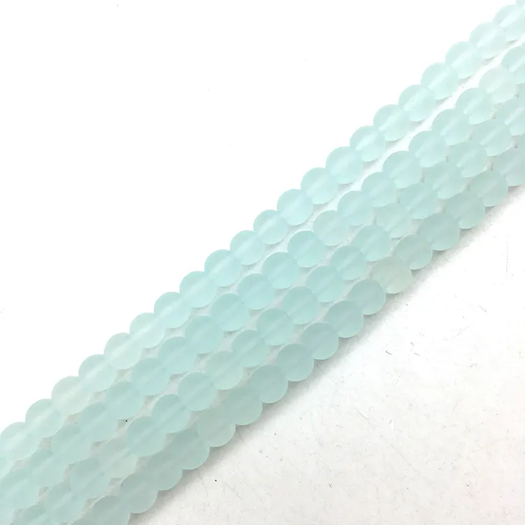 Полностью нитевые Матовые Круглые бусины из голубого стекла, 15 дюймов, 6 мм, 8 мм, 10 мм, 12 мм на выбор