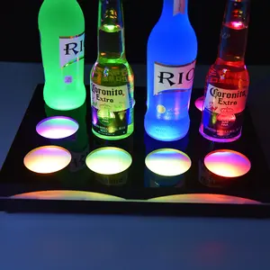 Plastik Isi Ulang Akrilik Night Club Bar Menyala Minuman Keras Bir Anggur Wiski Pemegang Botol Berdiri Presenter Led Glorifier