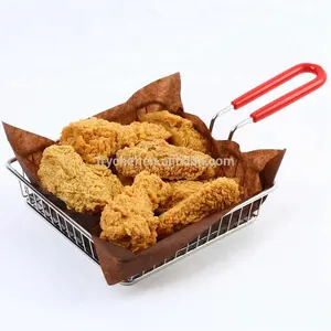 Quadrato in acciaio inox patatine fritte Vassoio di fast food che serve Tavolo cesto di Presentazione