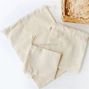 Thân Thiện Với Môi Tùy Chỉnh Vải In Ấn 100% Cotton Hữu Cơ Pouch Với Dây Rút